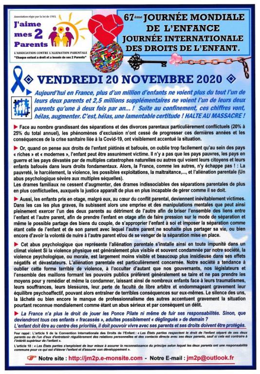 Affiche JM2P ET LES DROITS DE L'ENFANT - 20 NOVEMBRE 2020