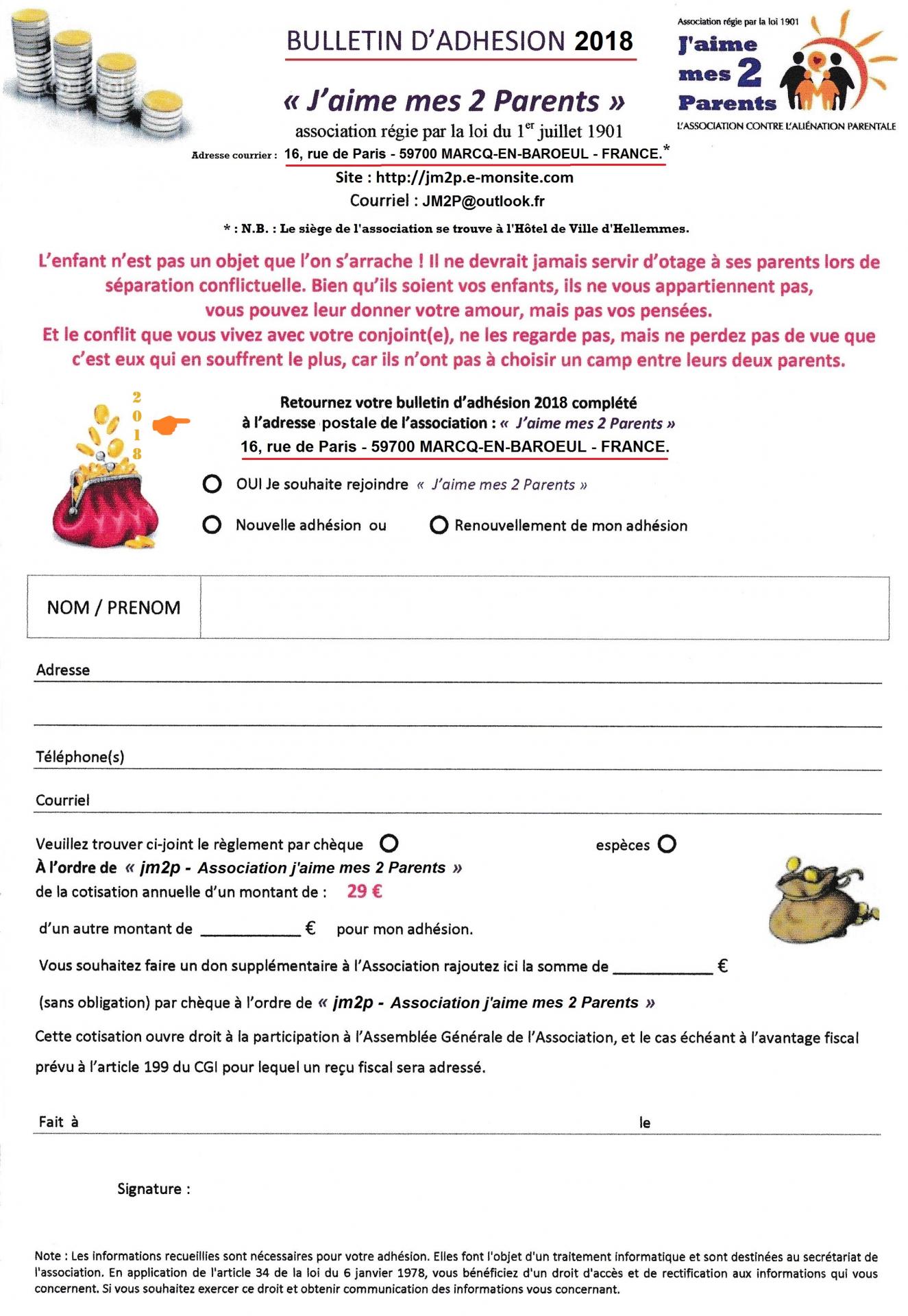 Bulletin d adhesion et de re adhesion jm2p 2018