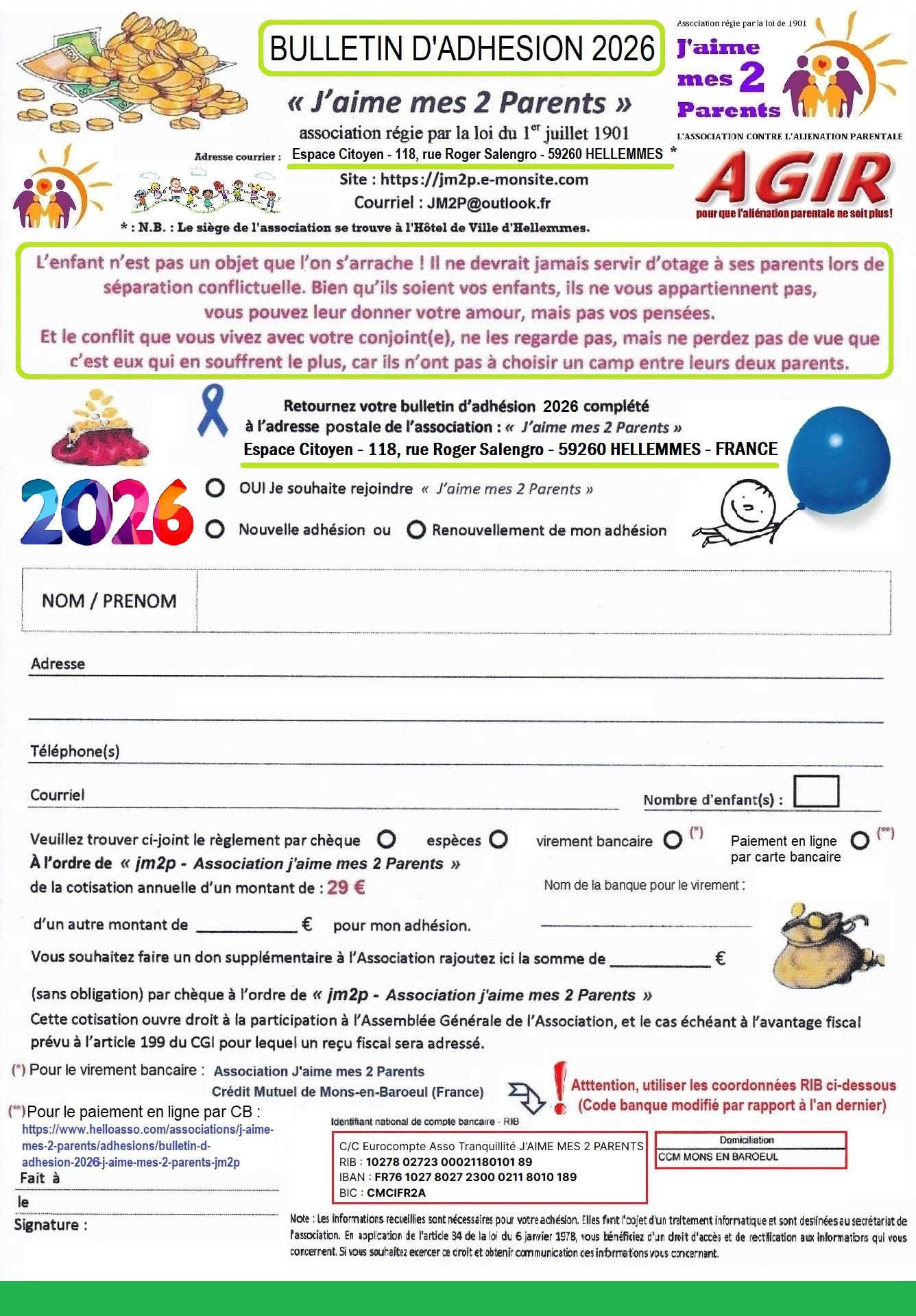 Bulletin d adhesion et de re adhesion jm2p 2026