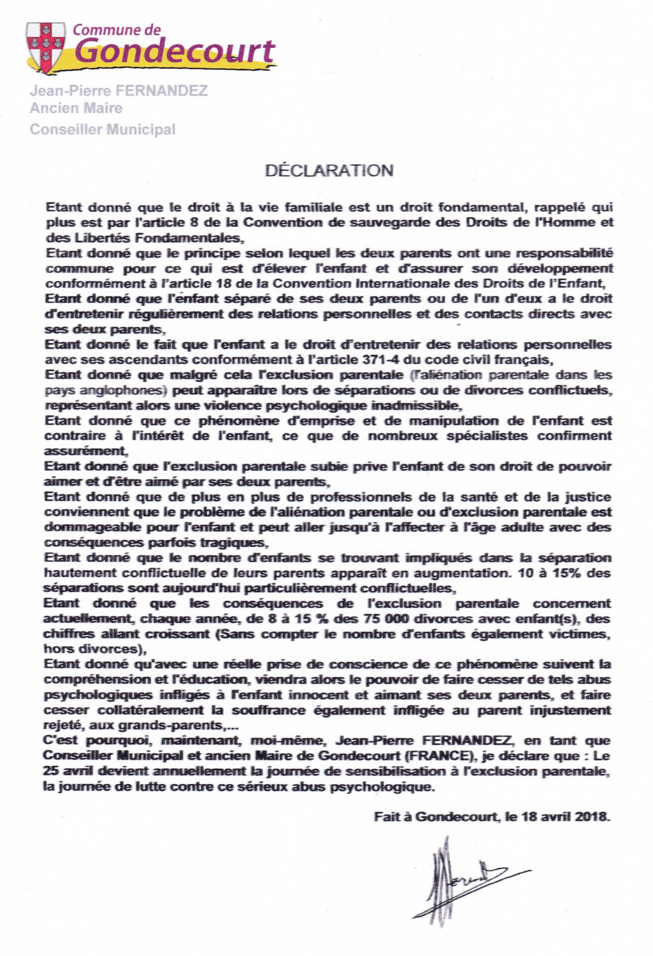 Declaration gondecourt